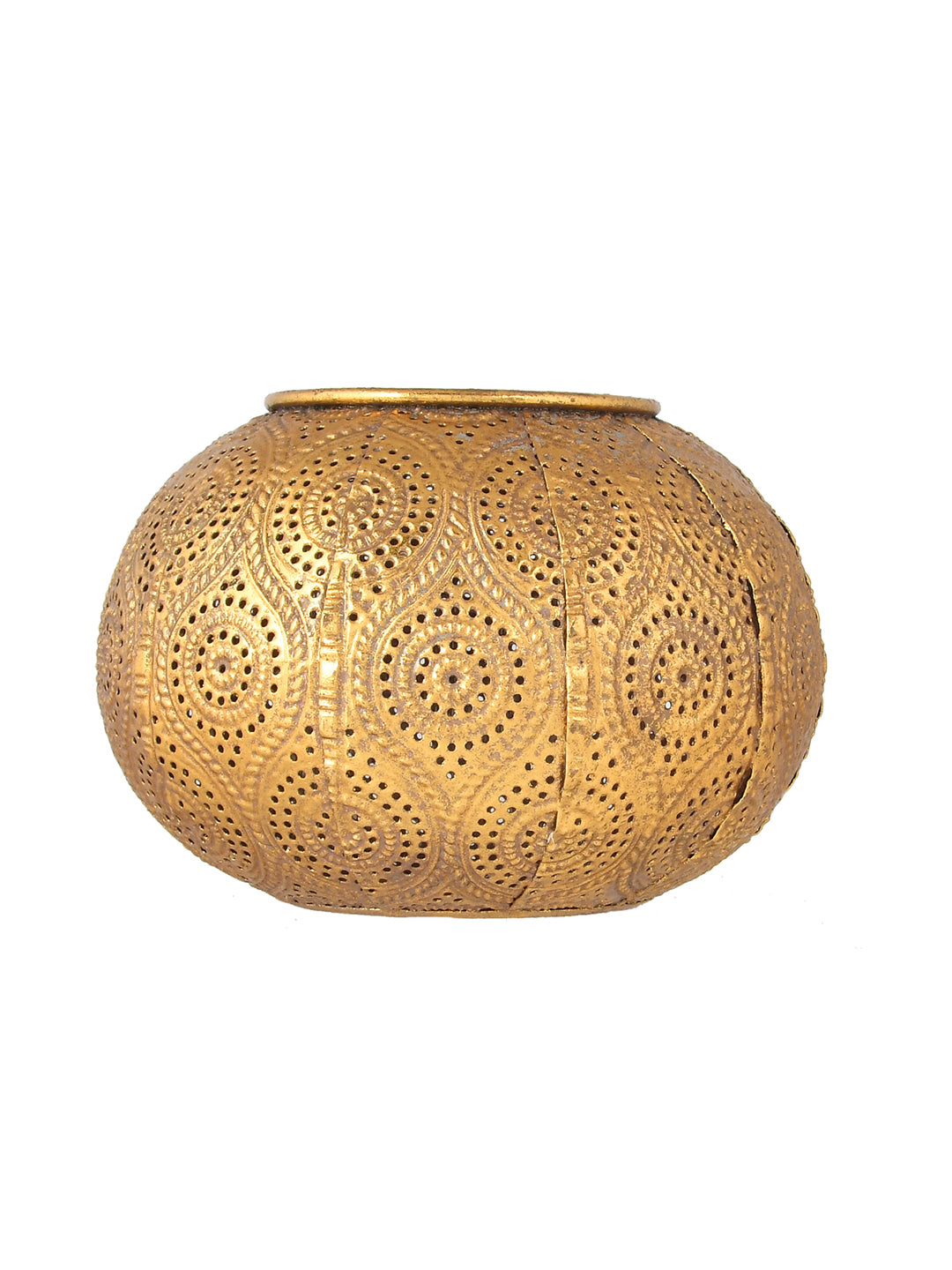 Gold-Toned Dome shaped Metal Candle Holder