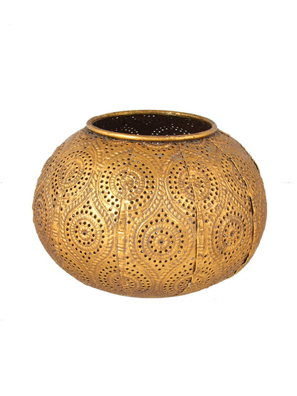 Gold-Toned Dome shaped Metal Candle Holder