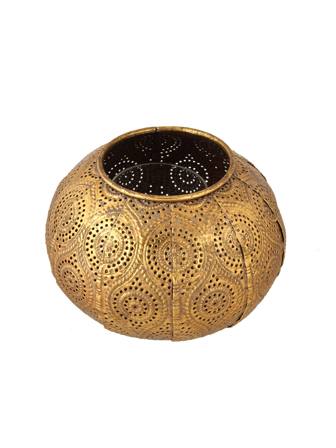 Gold-Toned Dome shaped Metal Candle Holder