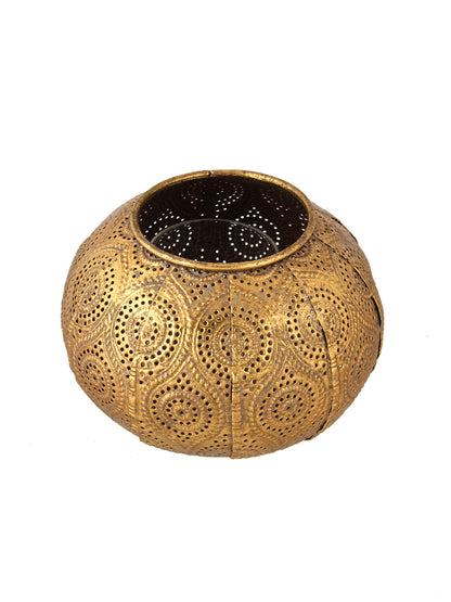 Gold-Toned Dome shaped Metal Candle Holder