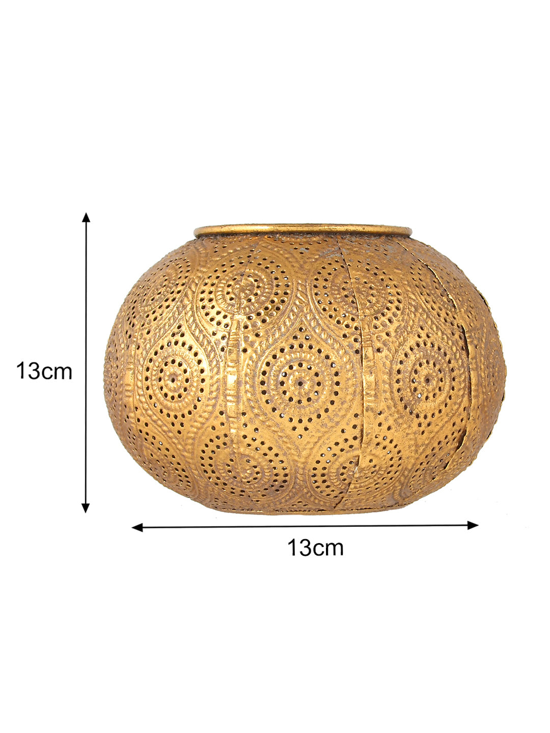 Gold-Toned Dome shaped Metal Candle Holder