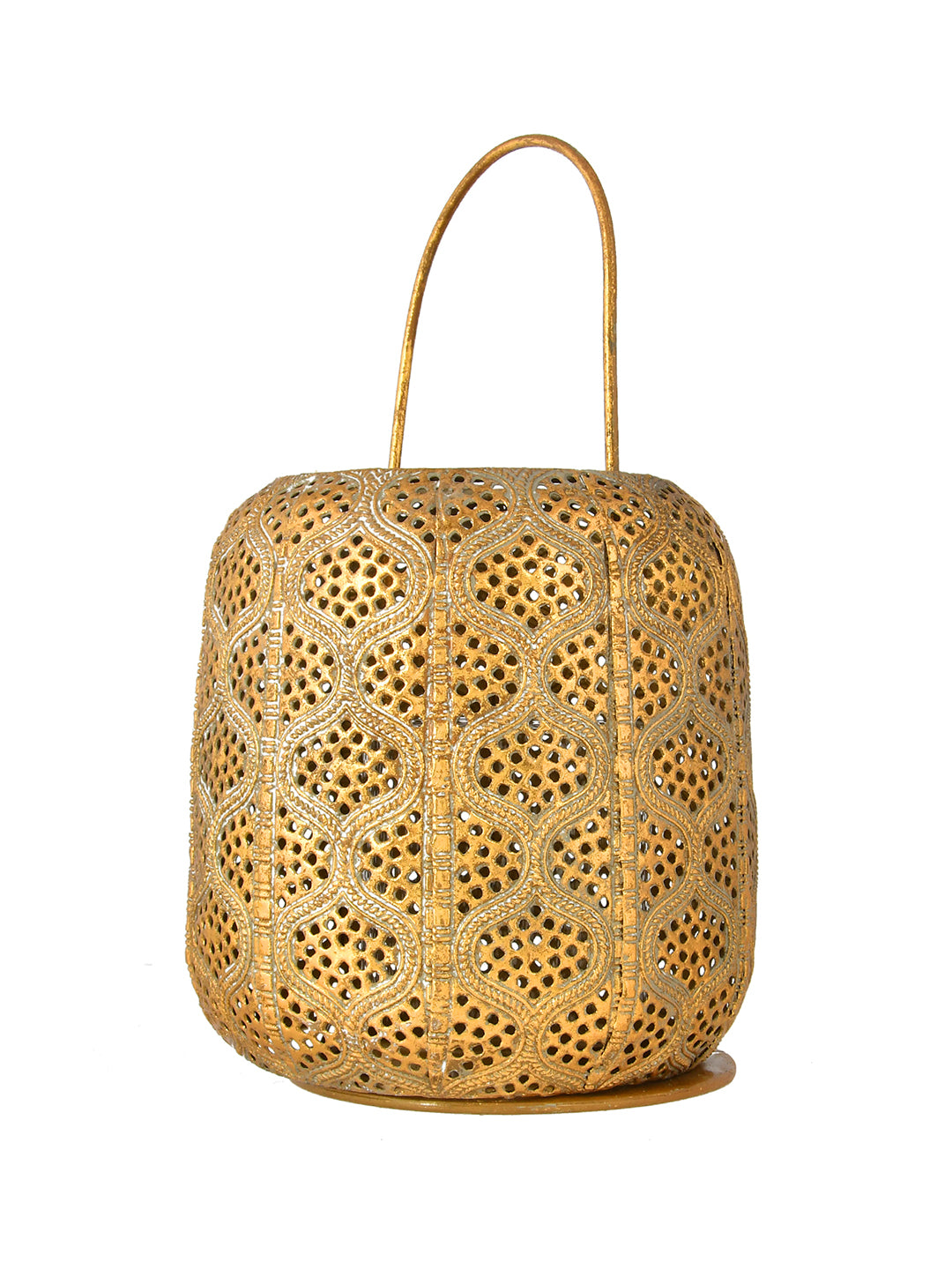 Gold-Toned Antique Look Hanging Lantern Candle Holder