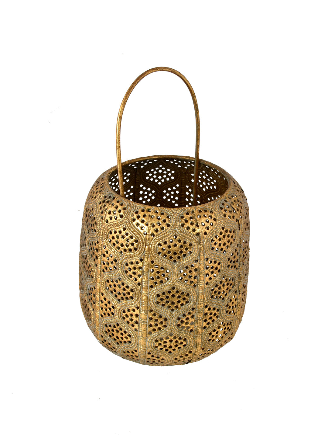 Gold-Toned Antique Look Hanging Lantern Candle Holder