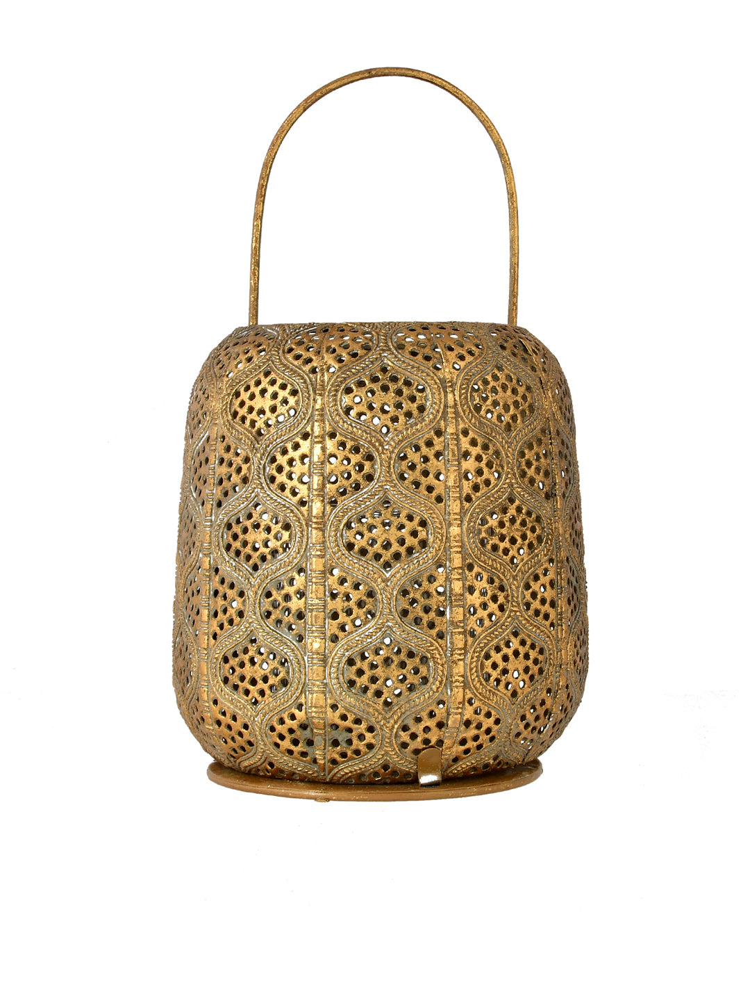 Gold-Toned Antique Look Hanging Lantern Candle Holder