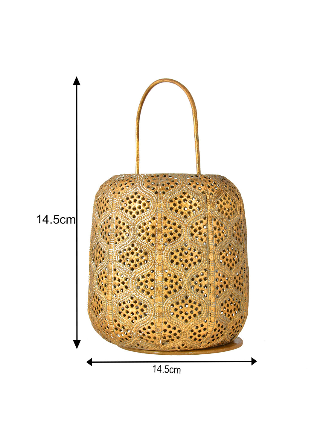 Gold-Toned Antique Look Hanging Lantern Candle Holder