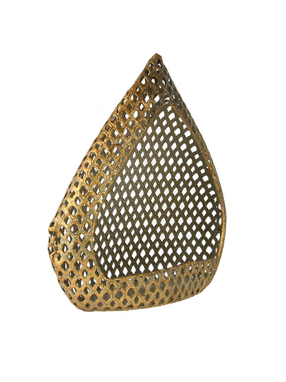 Gold-Toned Triangle Shaped Metal Moroccan Lantern Candle Holder