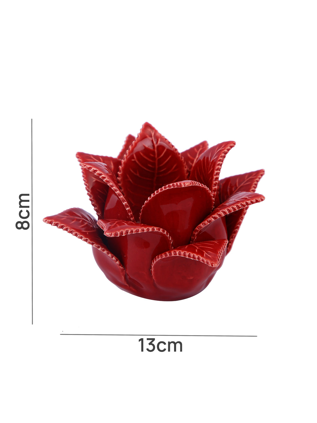 Red Blooming Petals Flower Ceramic Candle Holder