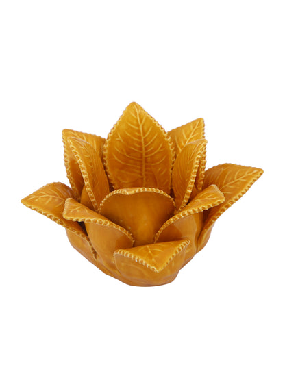 Yellow Blooming Petals Flower Ceramic Candle Holder