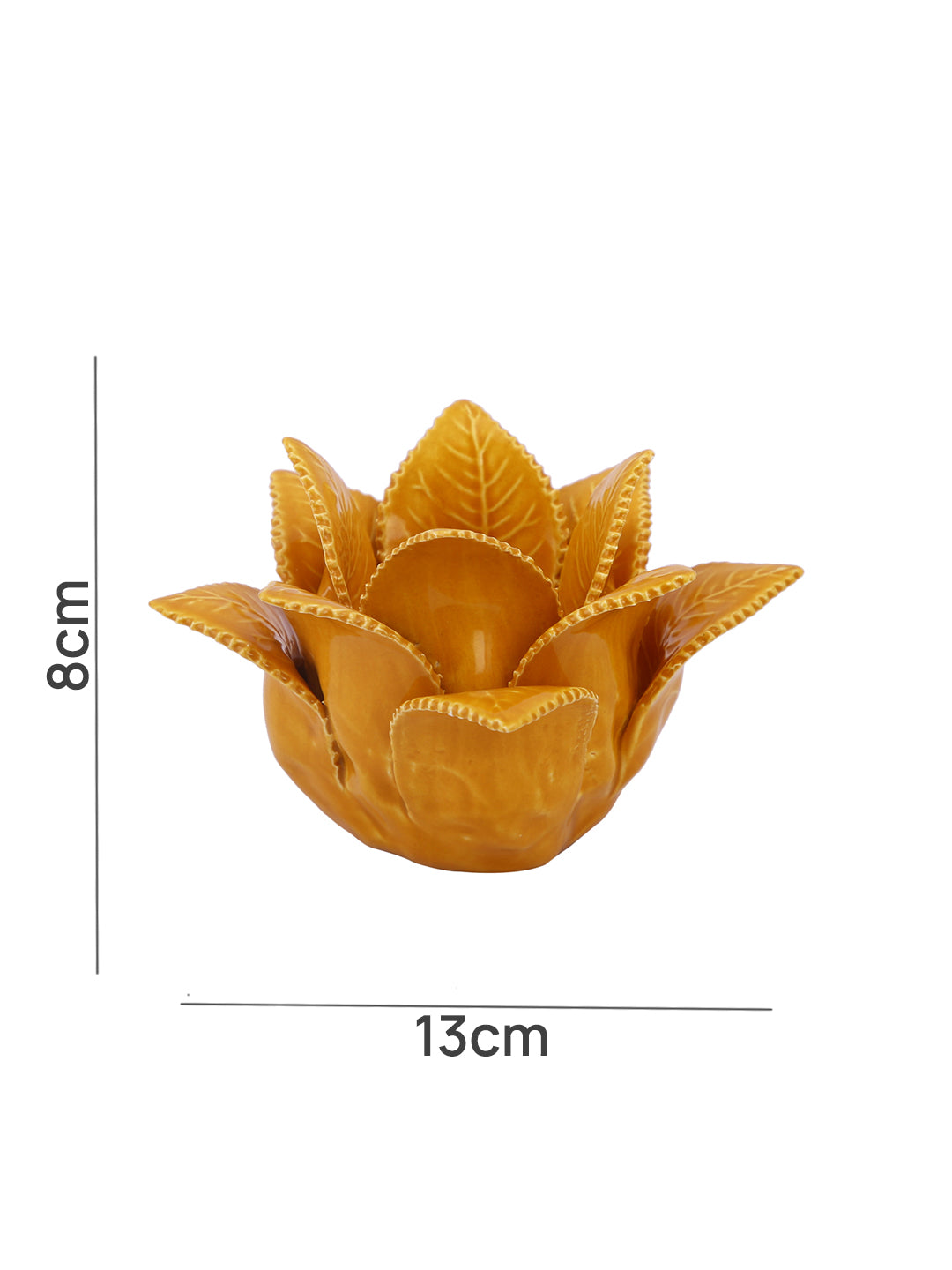 Yellow Blooming Petals Flower Ceramic Candle Holder