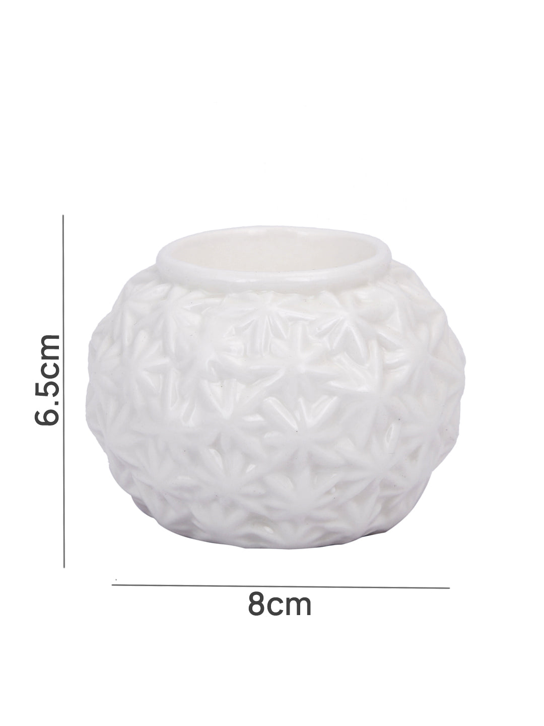 White & Blue 3 Pieces Floral Engraved Candle Holders