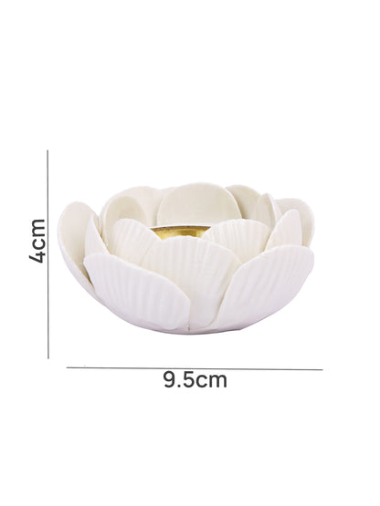 White Floral Designed Candle Holder