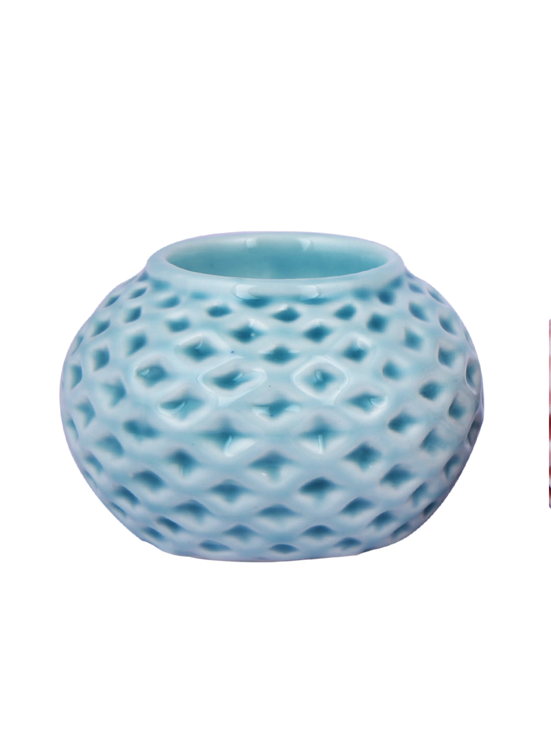 Blue Blooming Flower Ceramic Candle Holder