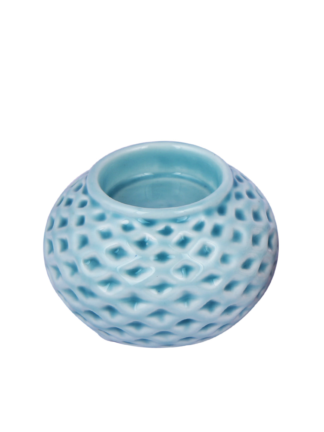 Blue Blooming Flower Ceramic Candle Holder
