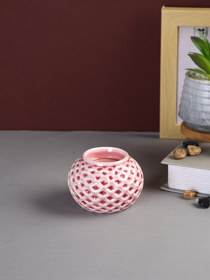 Pink Textured Ceramic Candle Holder