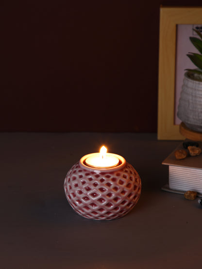 Pink Textured Ceramic Candle Holder