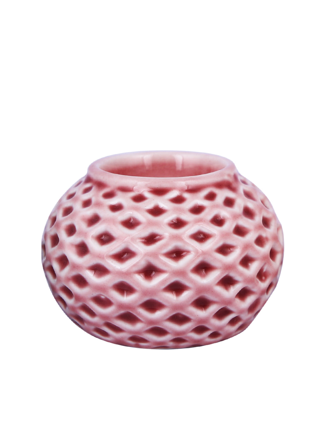 Pink Textured Ceramic Candle Holder