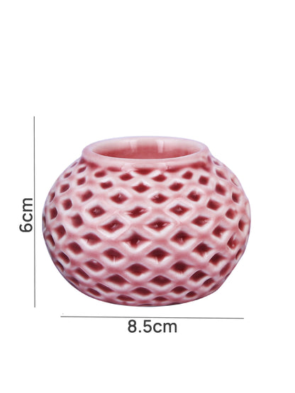 Pink Textured Ceramic Candle Holder