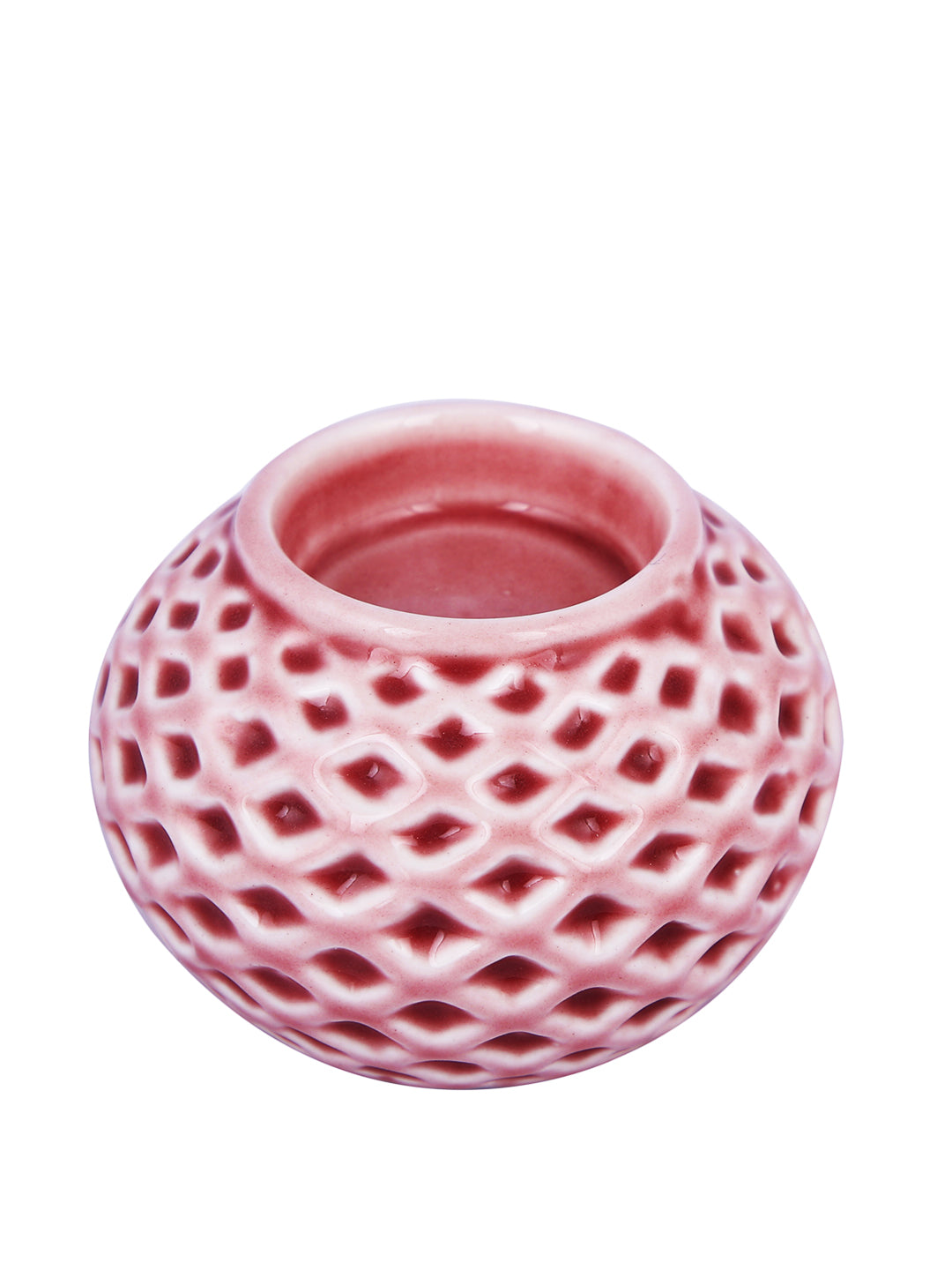 White & Pink 3 Pieces Blooming Flower Ceramic Candle Holder