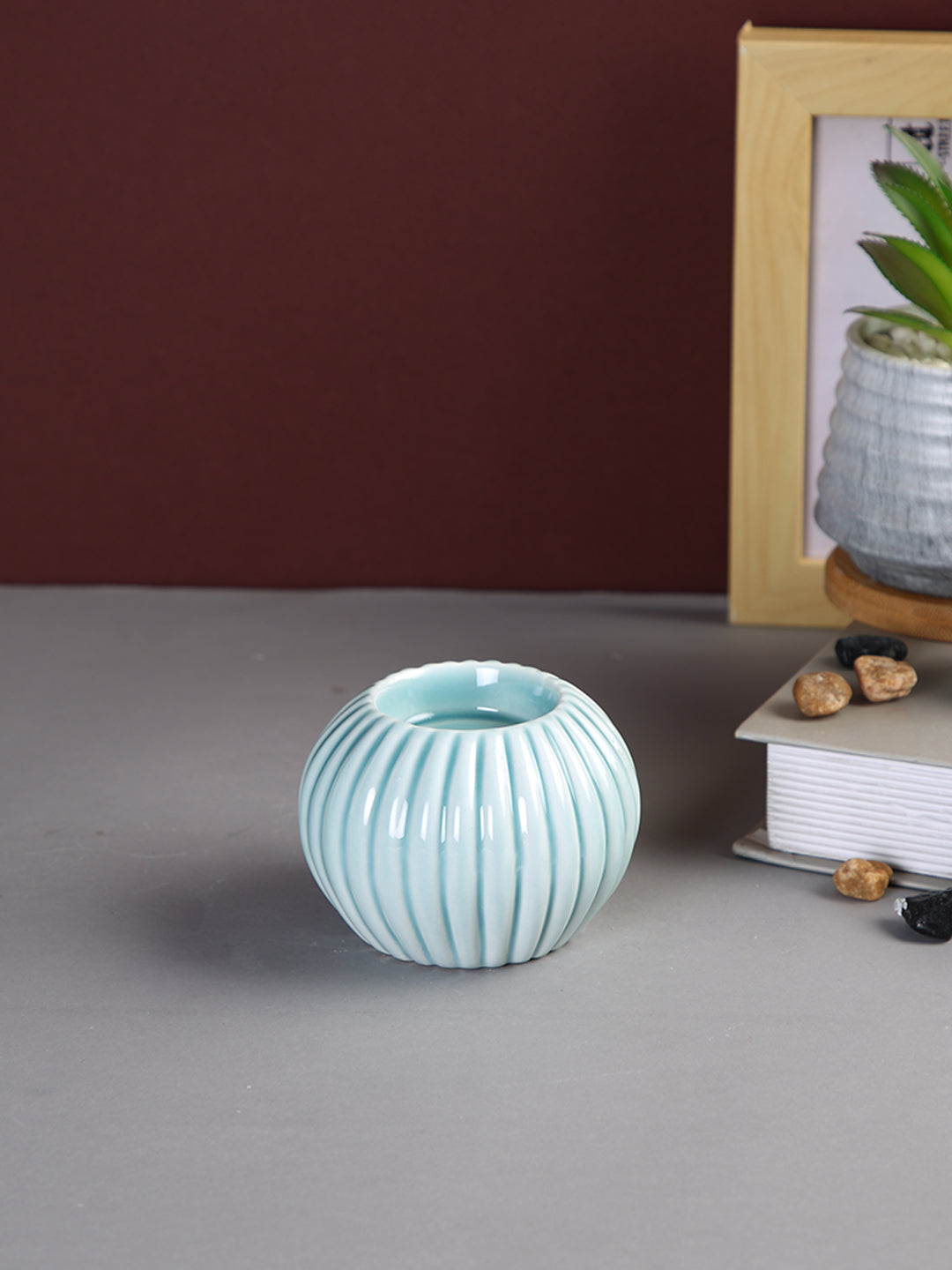 Blue Swirl Round Candle Holder
