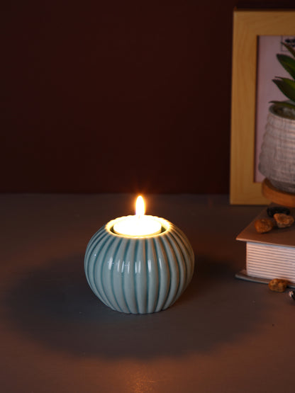 Blue Swirl Round Candle Holder