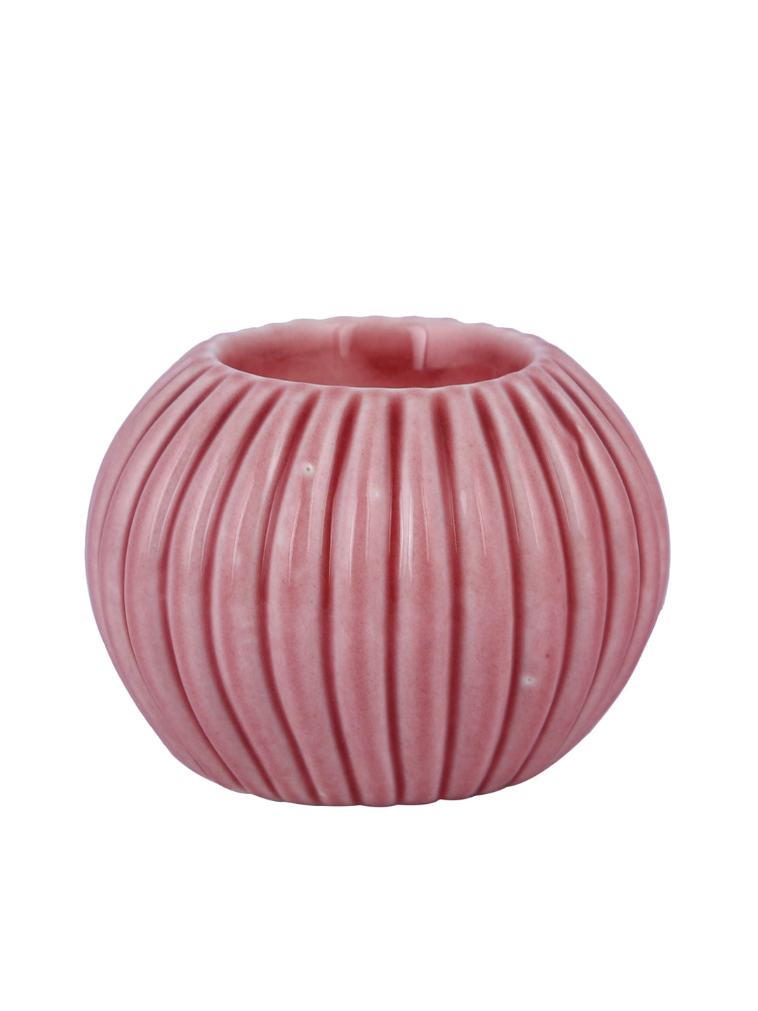 Pink Swirl Round Shaped Ceramic Candle Holder
