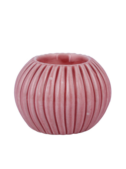 Pink Swirl Round Shaped Ceramic Candle Holder