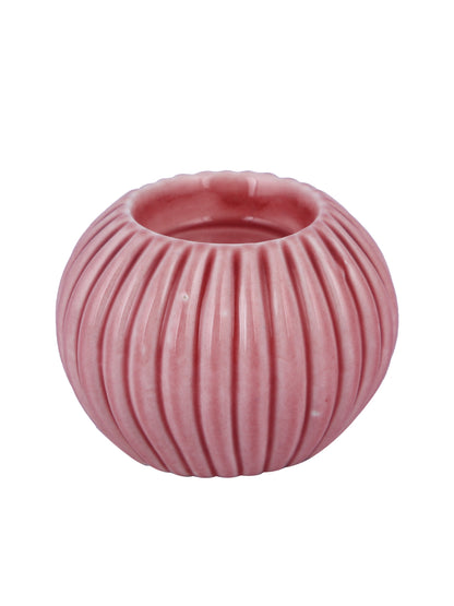 Pink Swirl Round Shaped Ceramic Candle Holder