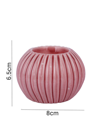 Pink Swirl Round Shaped Ceramic Candle Holder