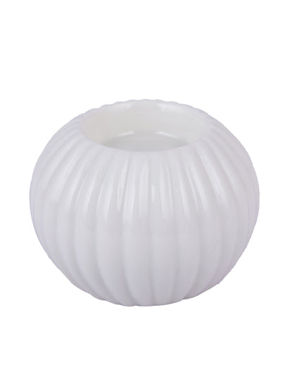White & Pink 3 Pieces Swirl Round Candle Holder