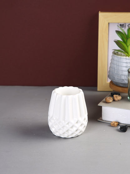 White Engraved Candle Holder