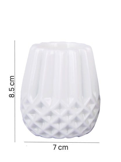 White & Grey 2 Pieces Engraved Candle Holder