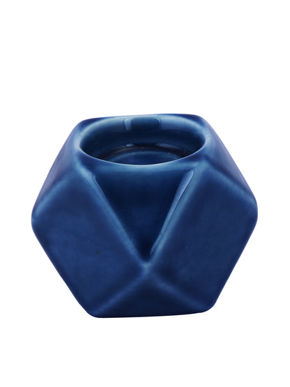 Navy Blue & White Nordic style Geometric designed Ceramic Candle Holder