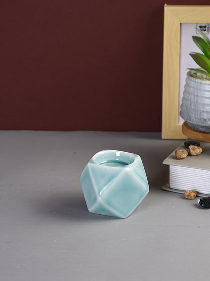 Green Nordic style Geometric designed Ceramic Candle Holder