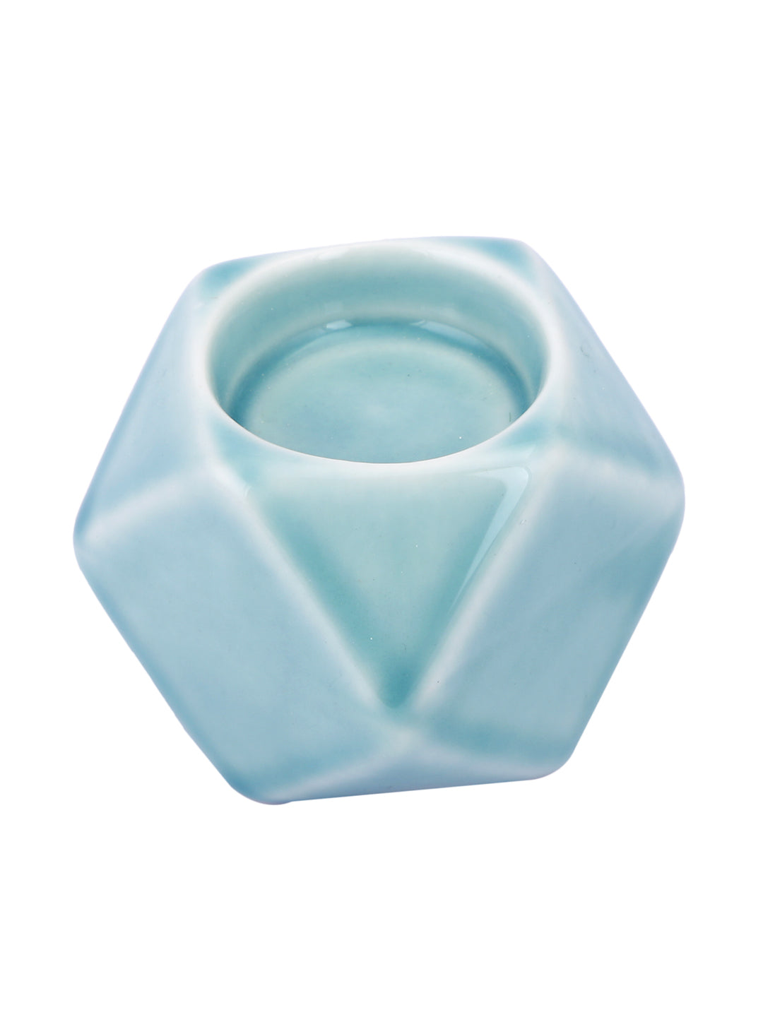 Green Nordic style Geometric designed Ceramic Candle Holder