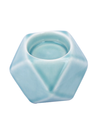 Green Nordic style Geometric designed Ceramic Candle Holder