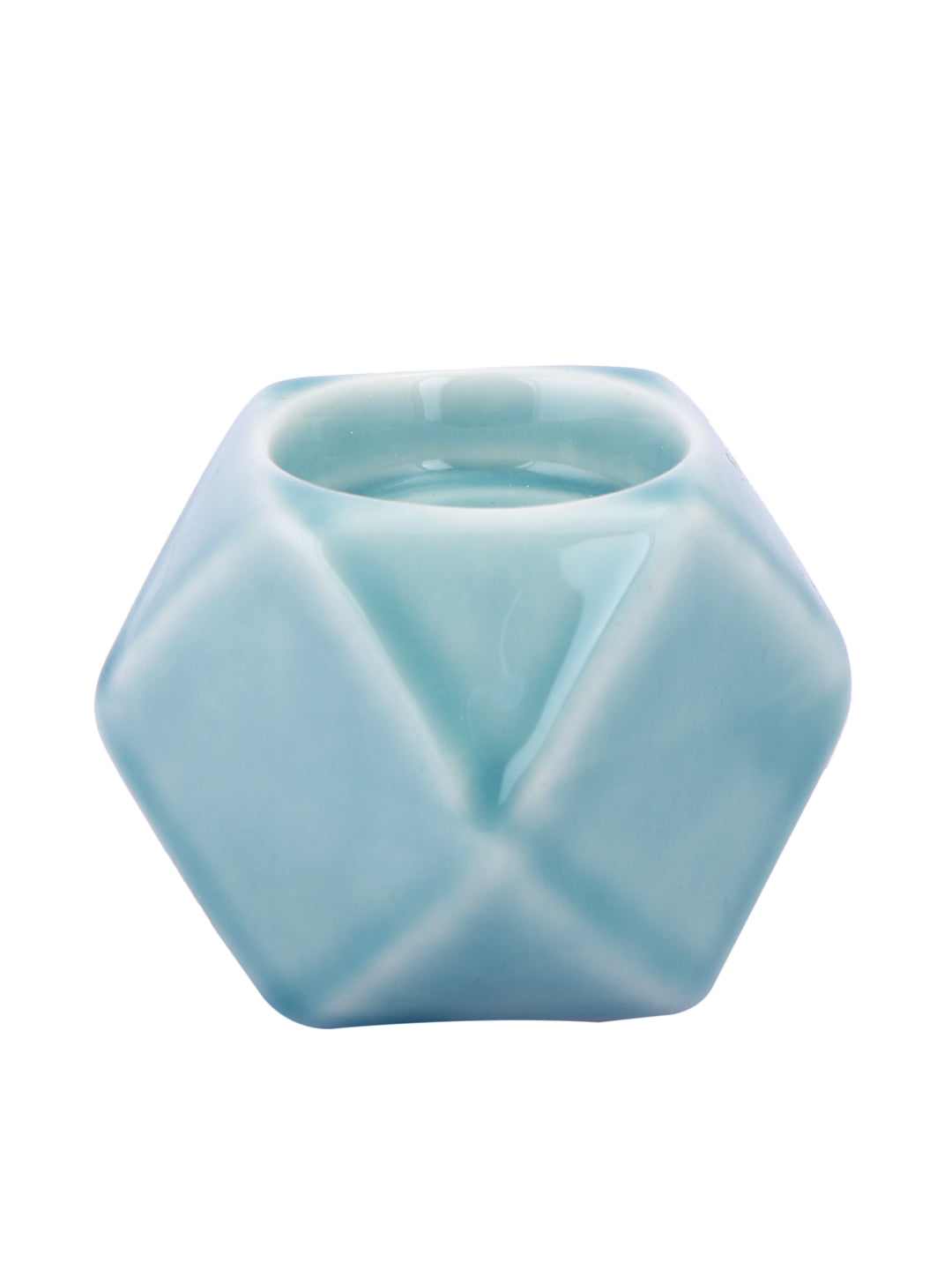 Green Nordic style Geometric designed Ceramic Candle Holder