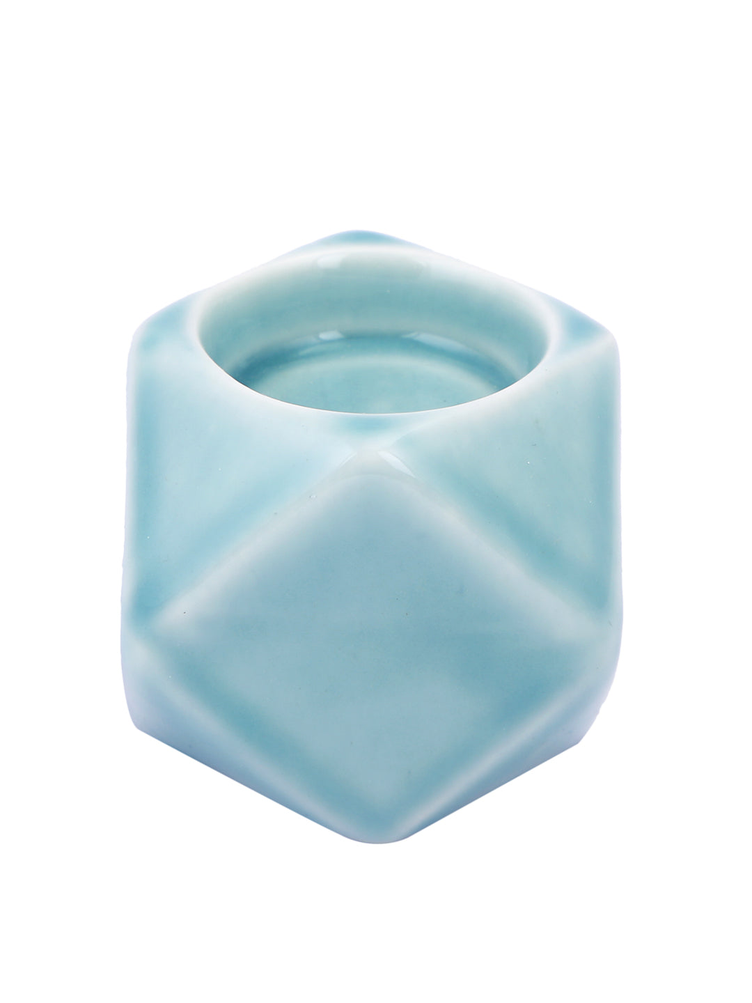 Green Nordic style Geometric designed Ceramic Candle Holder