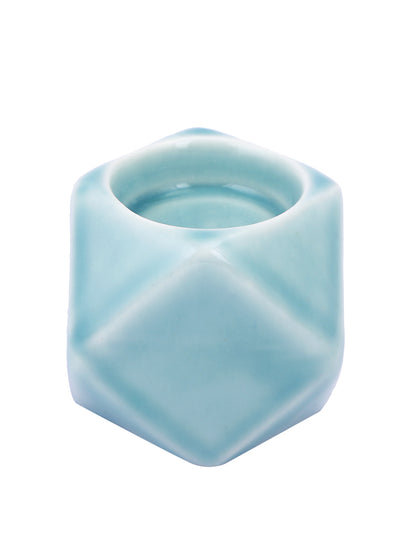 Green Nordic style Geometric designed Ceramic Candle Holder