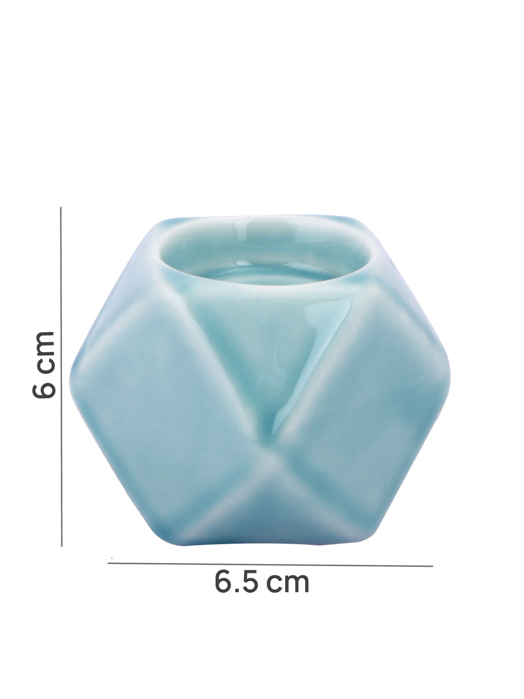 Green Nordic style Geometric designed Ceramic Candle Holder