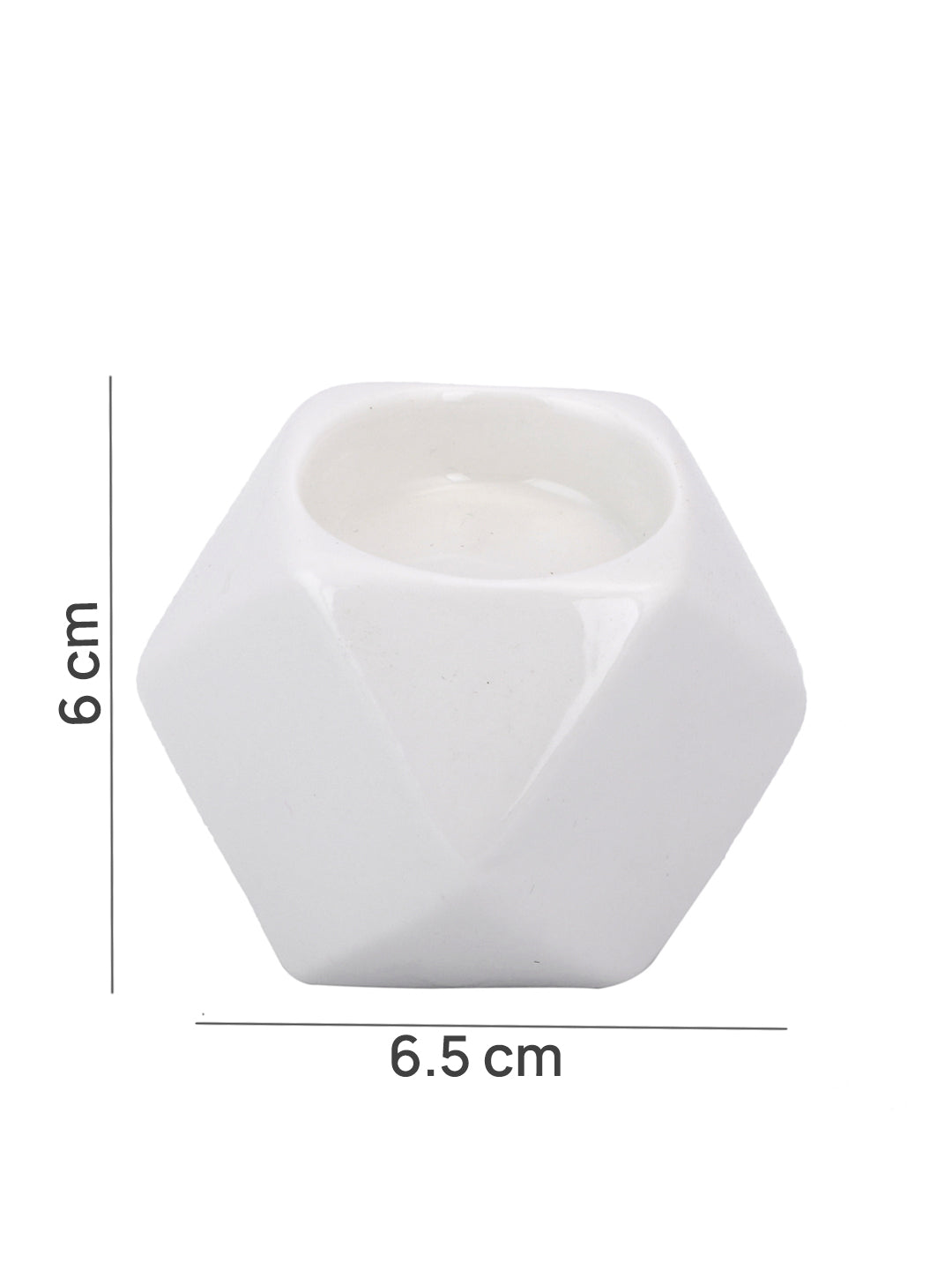 White Nordic style Geometric designed Ceramic Candle Holder