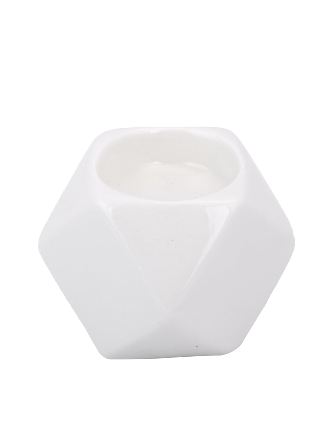 White & Blue 3 Pieces Geometric designed Candle Holder