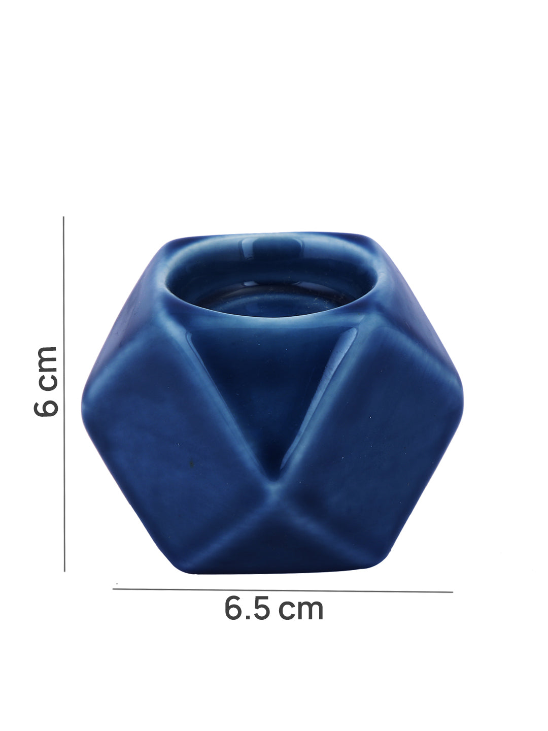 White & Blue 3 Pieces Geometric designed Candle Holder