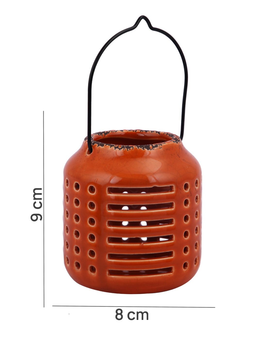 Red & Black Ceramic Slotted Candle Holder
