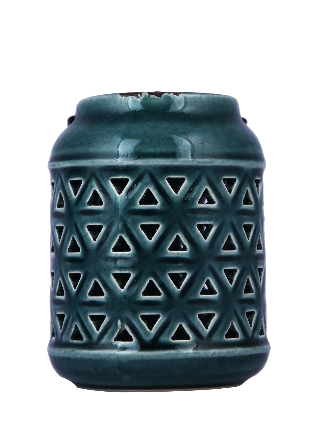 Grey & White Printed Ceramic Candle Holder