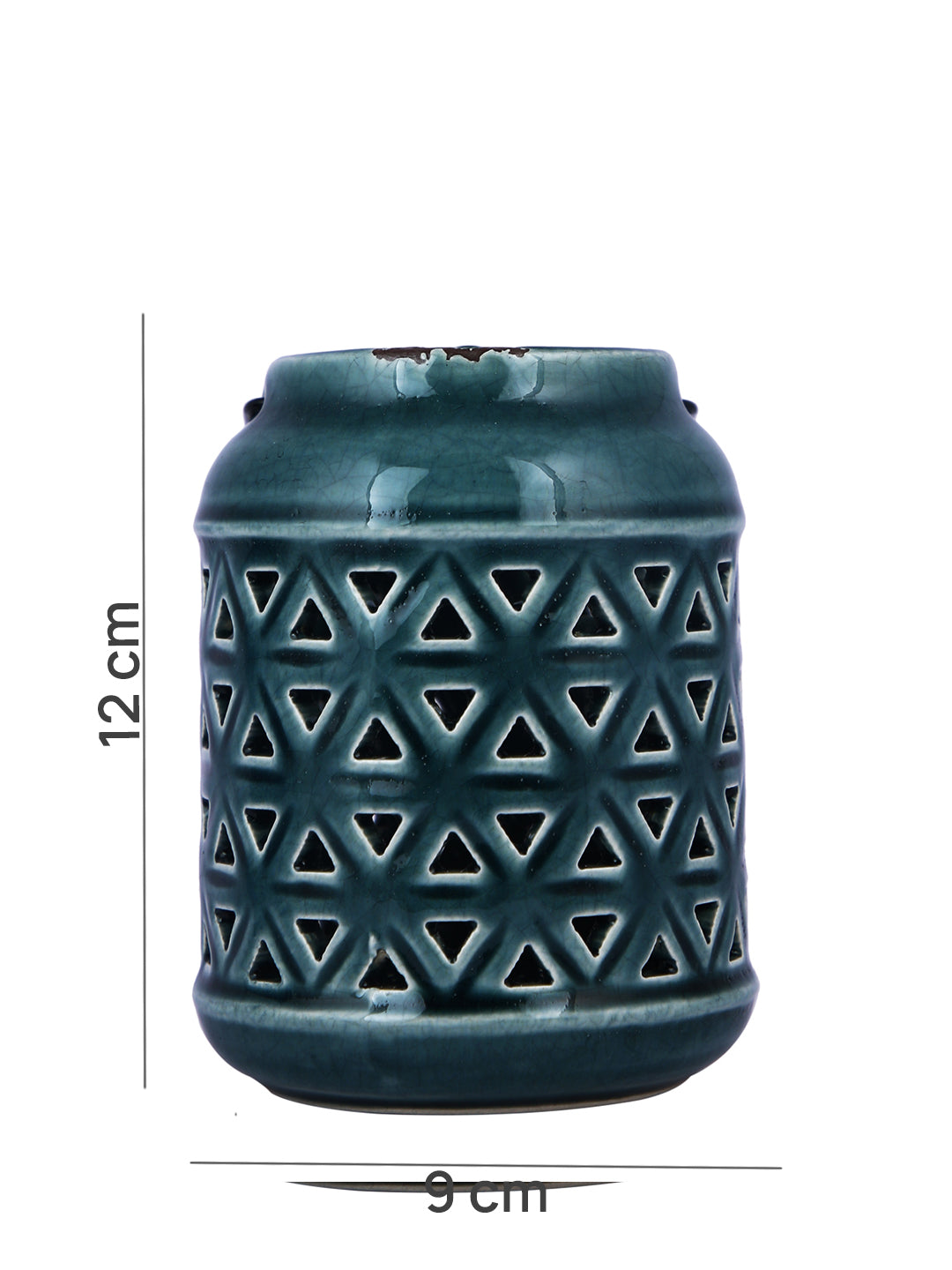 Grey & White Printed Ceramic Candle Holder