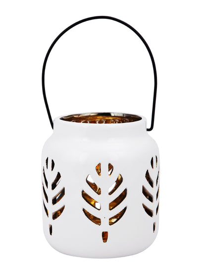 White Ceramic Flower designed Candle Holder