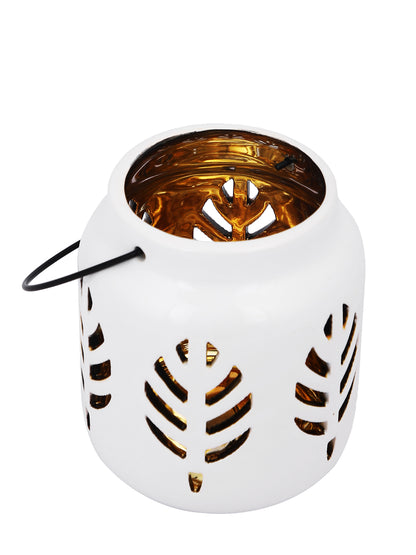 White Ceramic Flower designed Candle Holder
