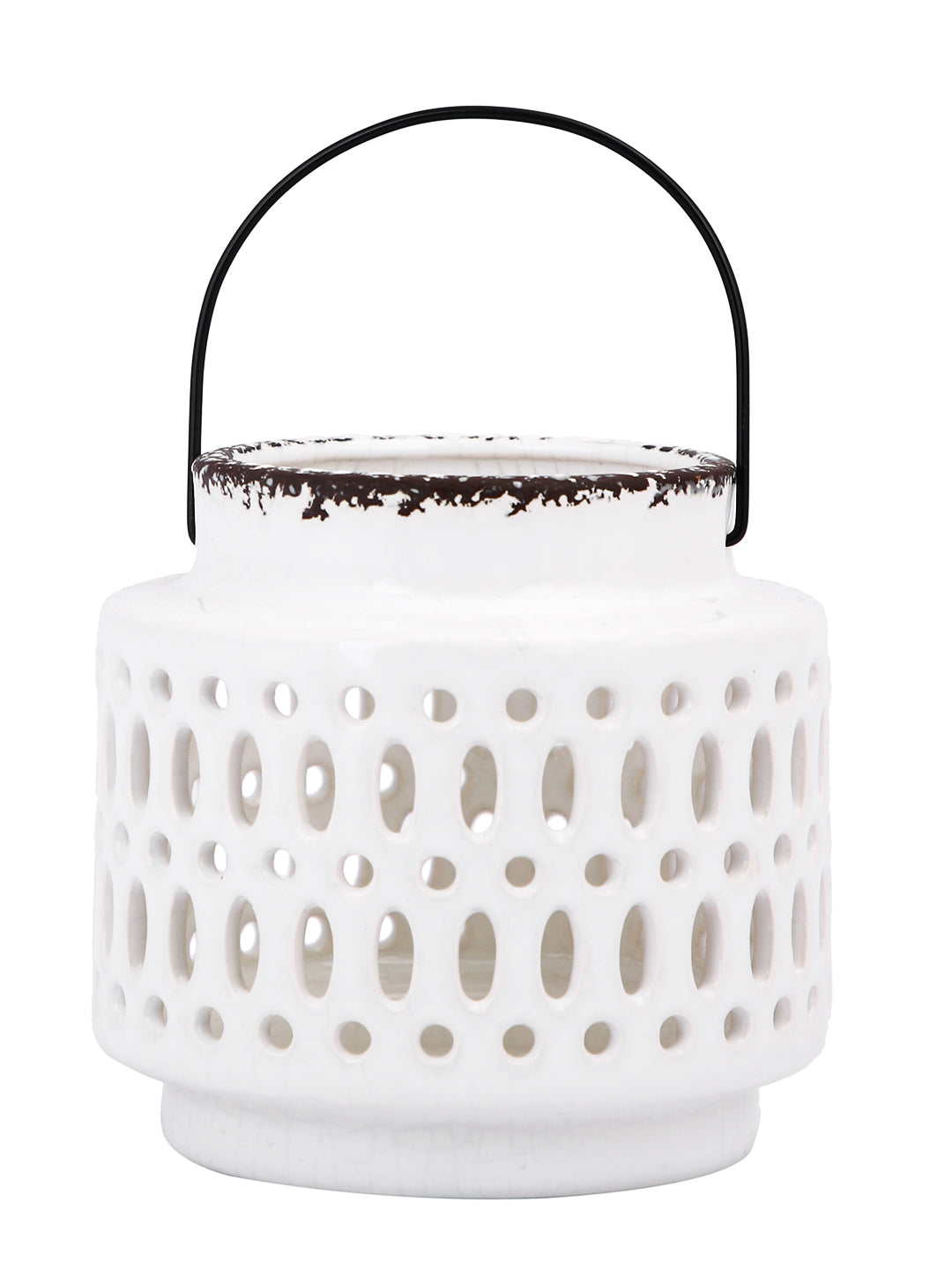 White & Black Crafted Ceramics Candle Holder