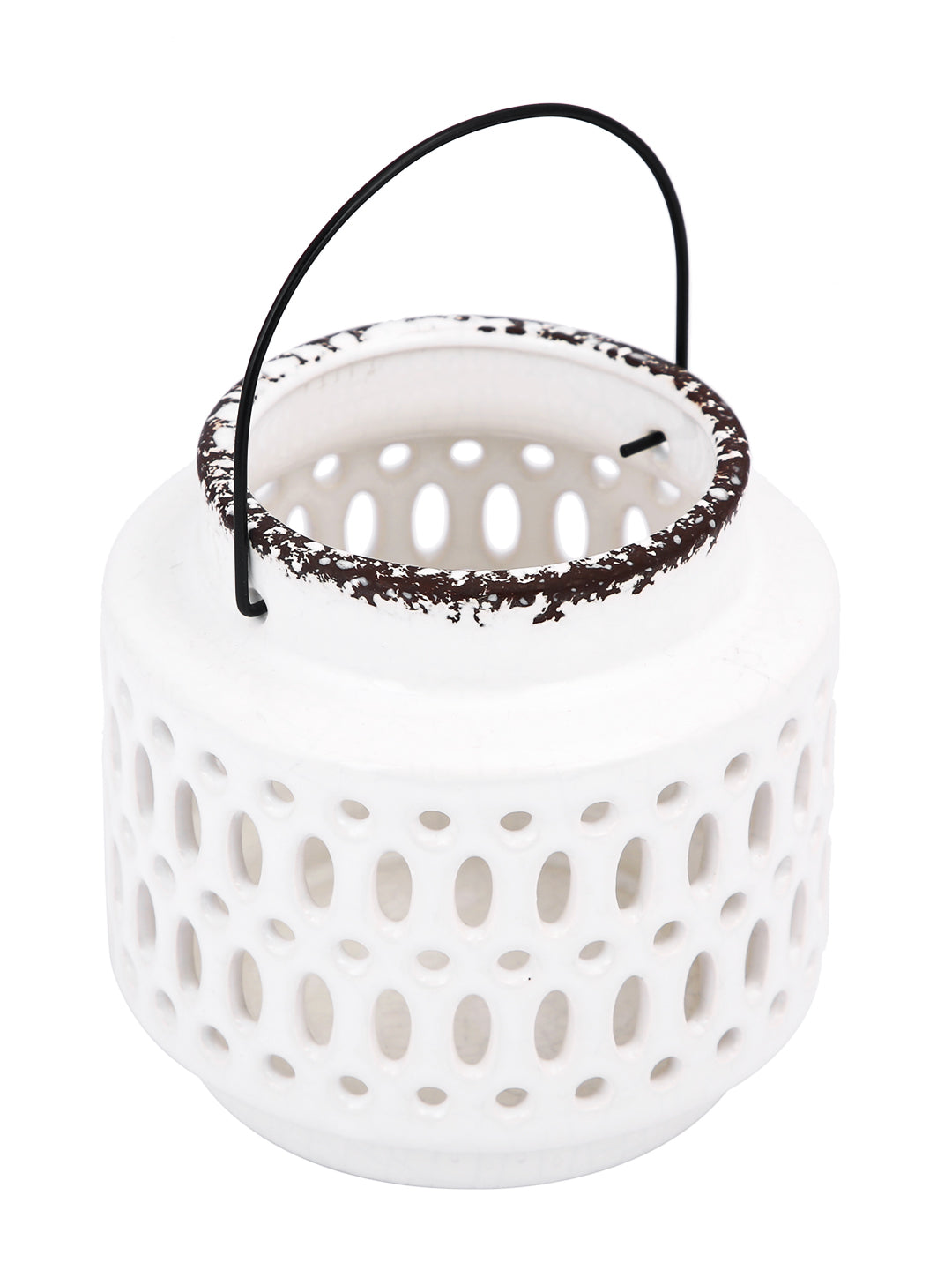 White & Black Crafted Ceramics Candle Holder