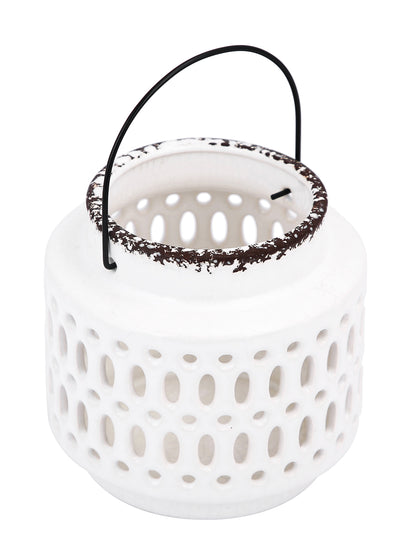 White & Black Crafted Ceramics Candle Holder